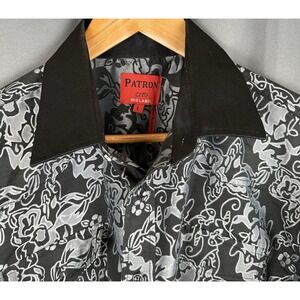 Patron Cito Button Up Shirt Mens L Black White Paisley Pattern Red Label